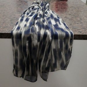 Multi color scarf,  blue/grey, 52 inches